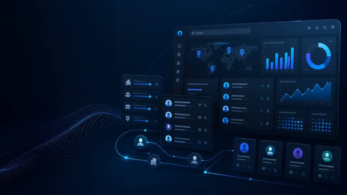 Data Fox B2B data intelligence dashboard showing business contacts, audience targeting, company data and geographic insights